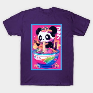 Anime Cute Panda eating Ramen | Cute Anime Panda Kawaii Design T-Shirt